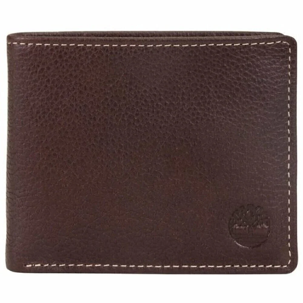 Timberland Pebble Leather Brown Men's Wallet Logo Embossed